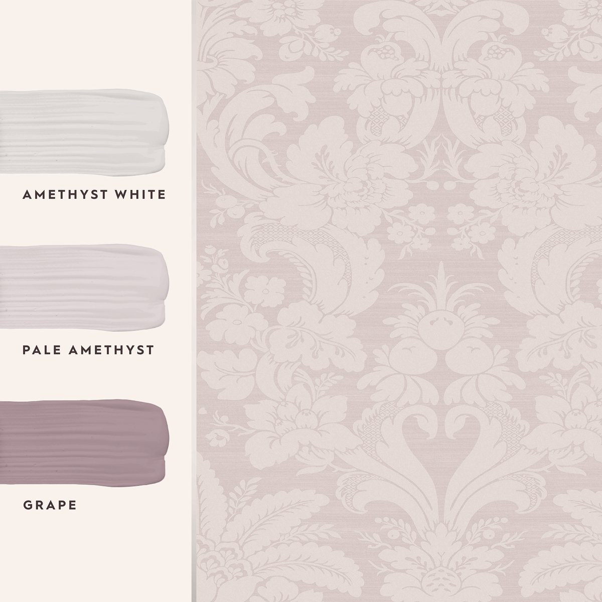 Papier peint Ornements Martigues Sugared parme, LAURA ASHLEY