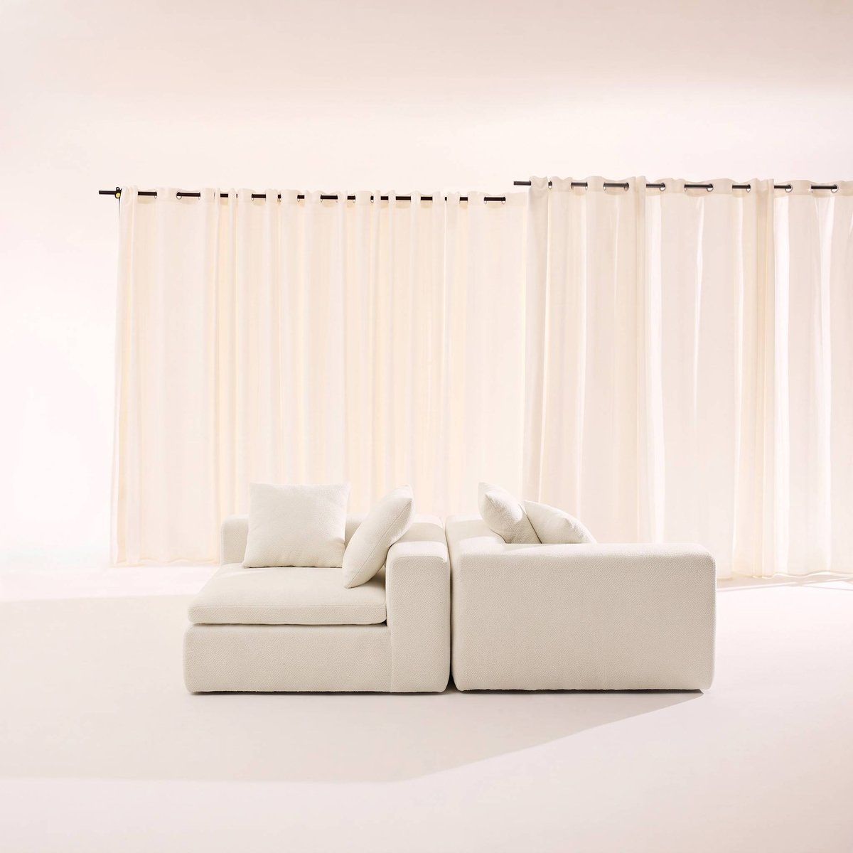 Canapé compressé modulable tissu chenille 3 places MOVI blanc, SWEEEK
