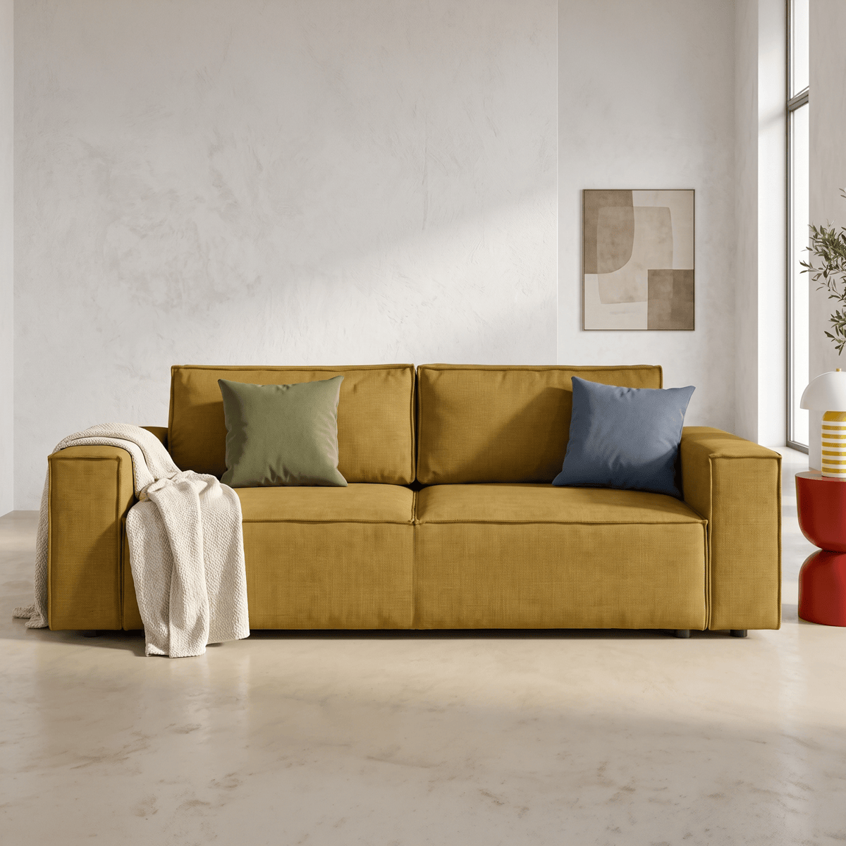 Canapé convertible 3 places en tissu chenille - HARPER bronze, HOMIFAB