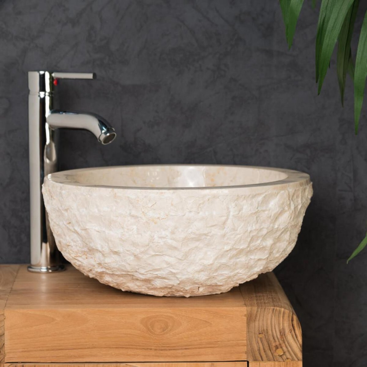 Vasque à poser en marbre ronde 35cm ROME crème, WANDA COLLECTION