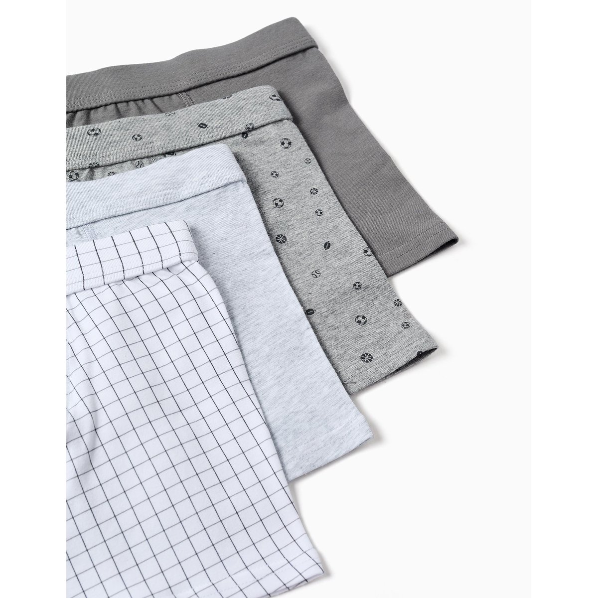 Lot de 4 boxers en coton unis/imprimés multicolore, ZIPPY