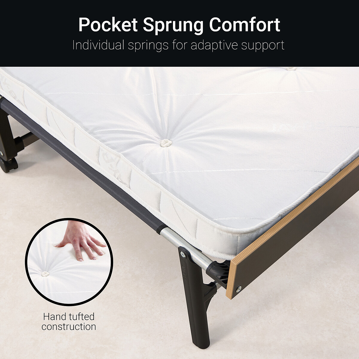 Jay-Be® Grand Folding Bed with e-Pocket Tufted Mattress black, JAY-BE