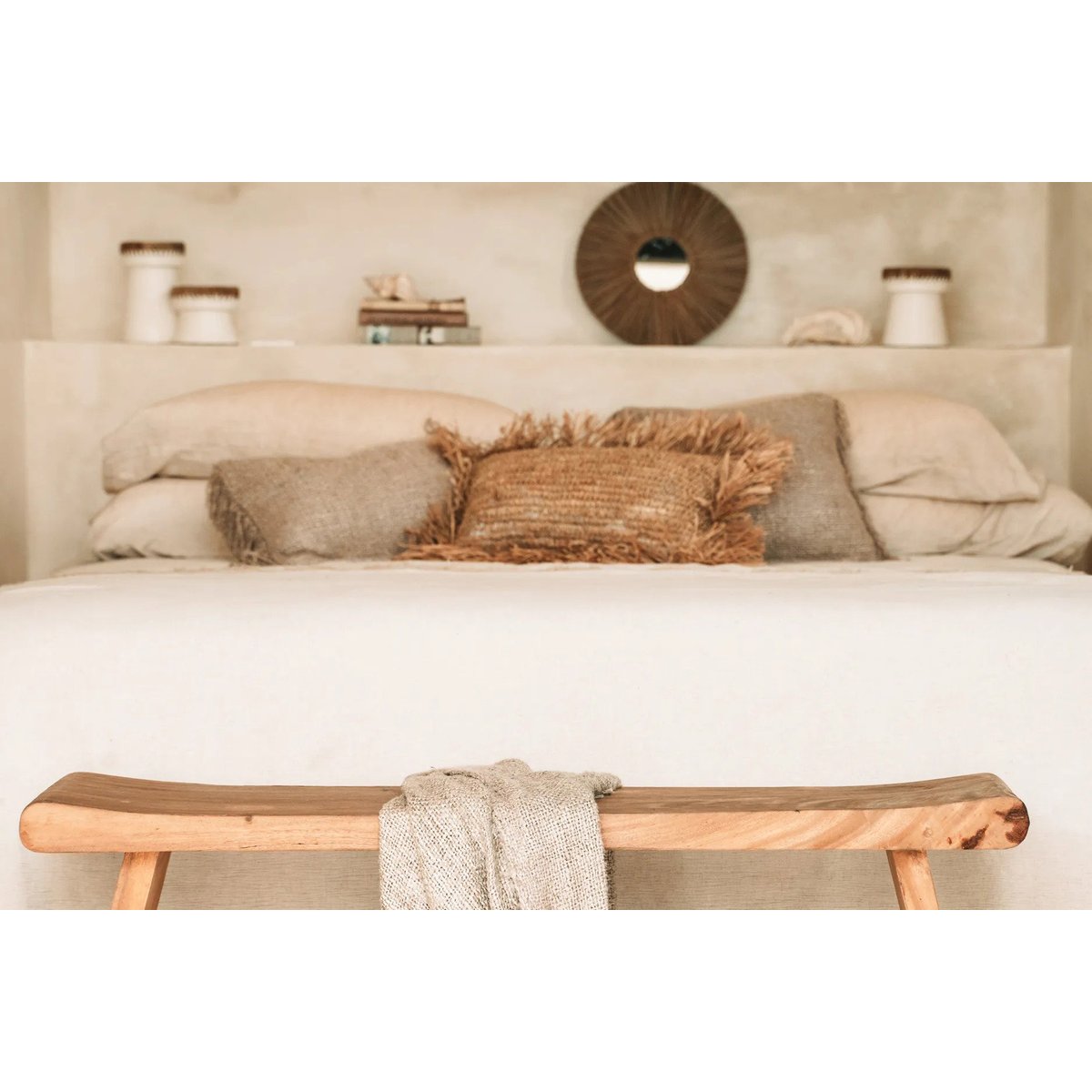 Miroir en herbe et verre ALANG beige, BAZAR BIZAR