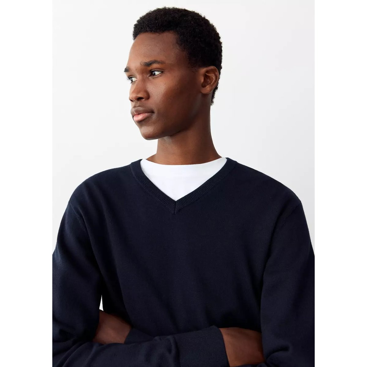 Pull-over maille coton bleu marine, MANGO TEEN