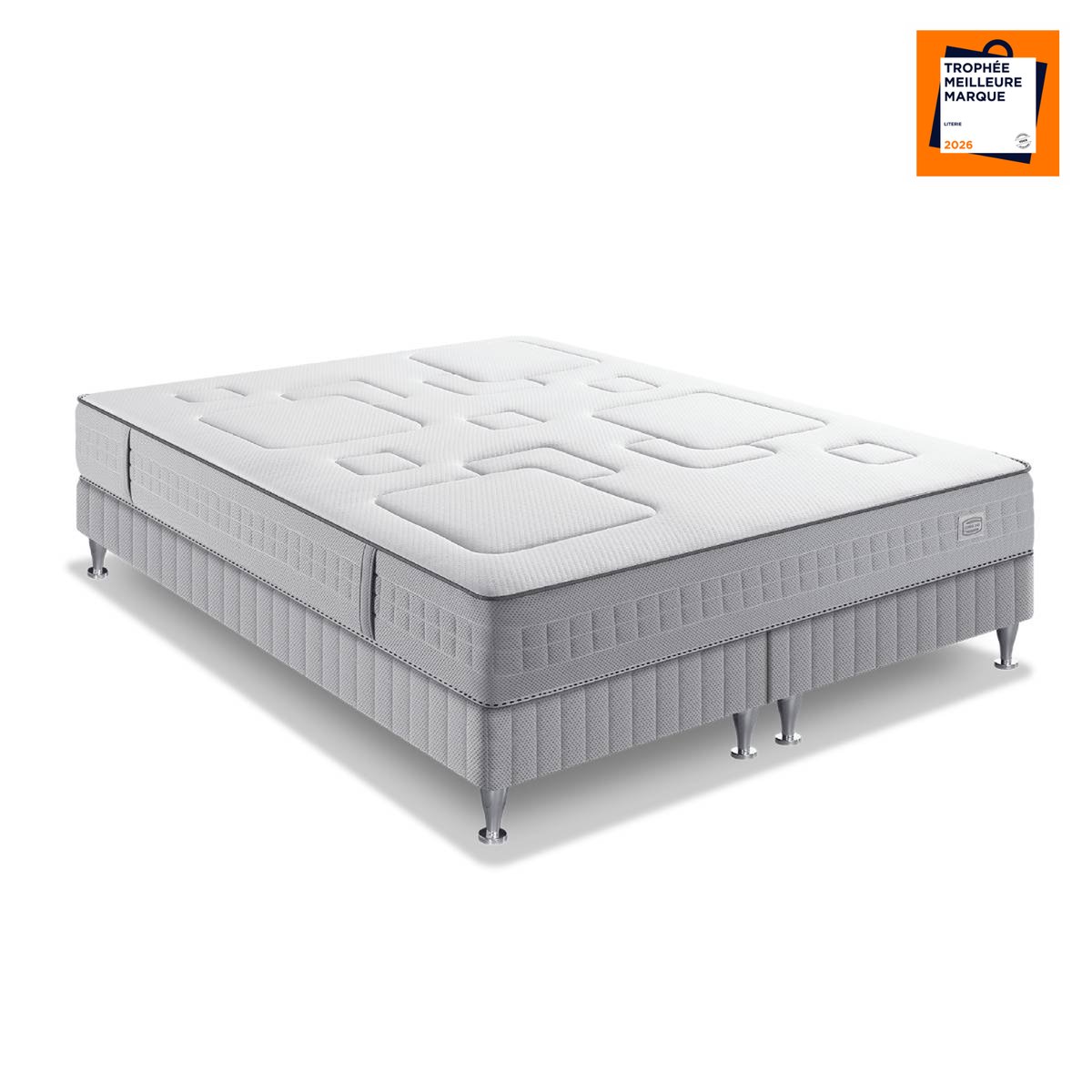 Ens EQUILIBRE 180x200 matelas H25 ressort ensachés, ferme, 2 sommiers blanc, SIMMONS