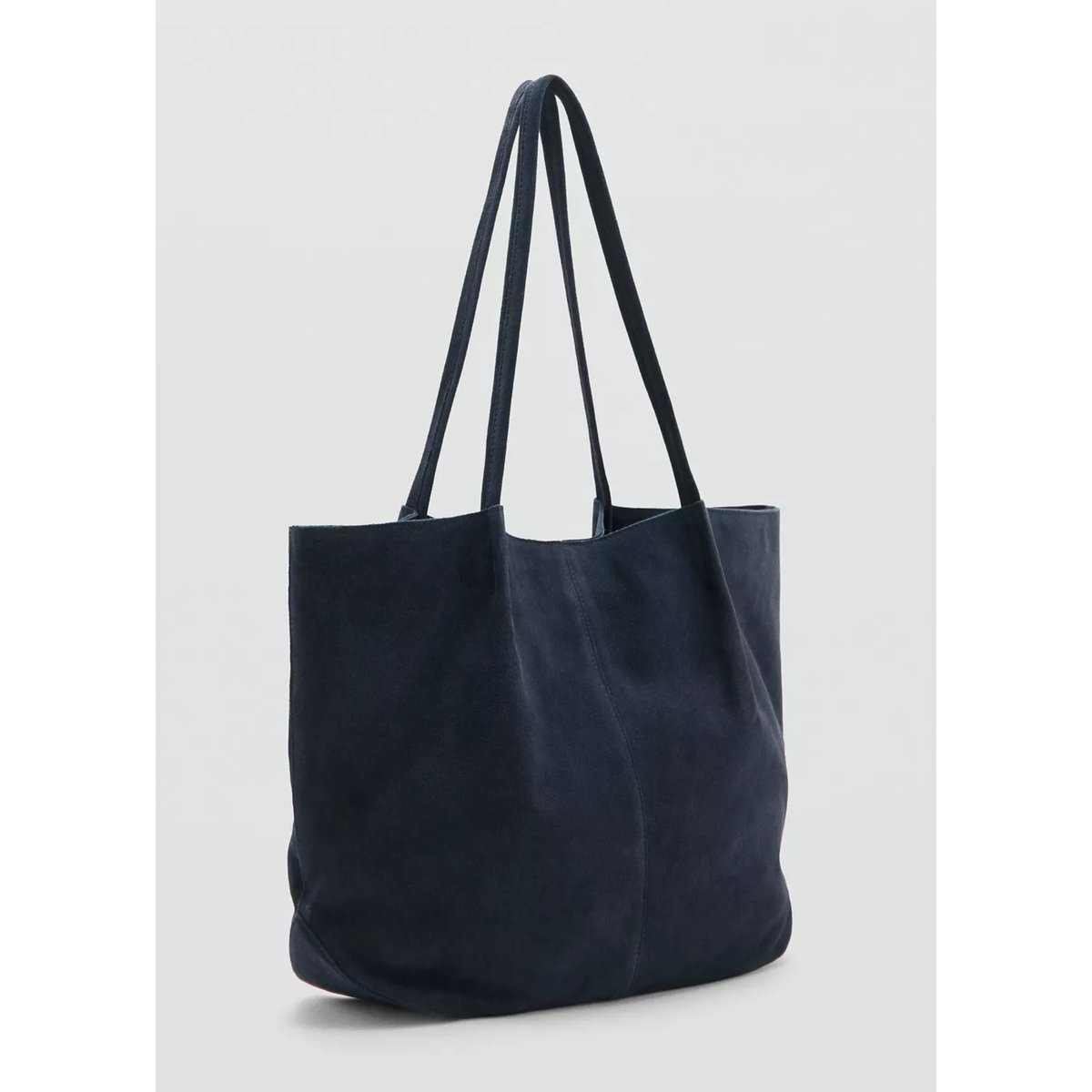 Sac cabas cuir suédé bleu marine, MANGO