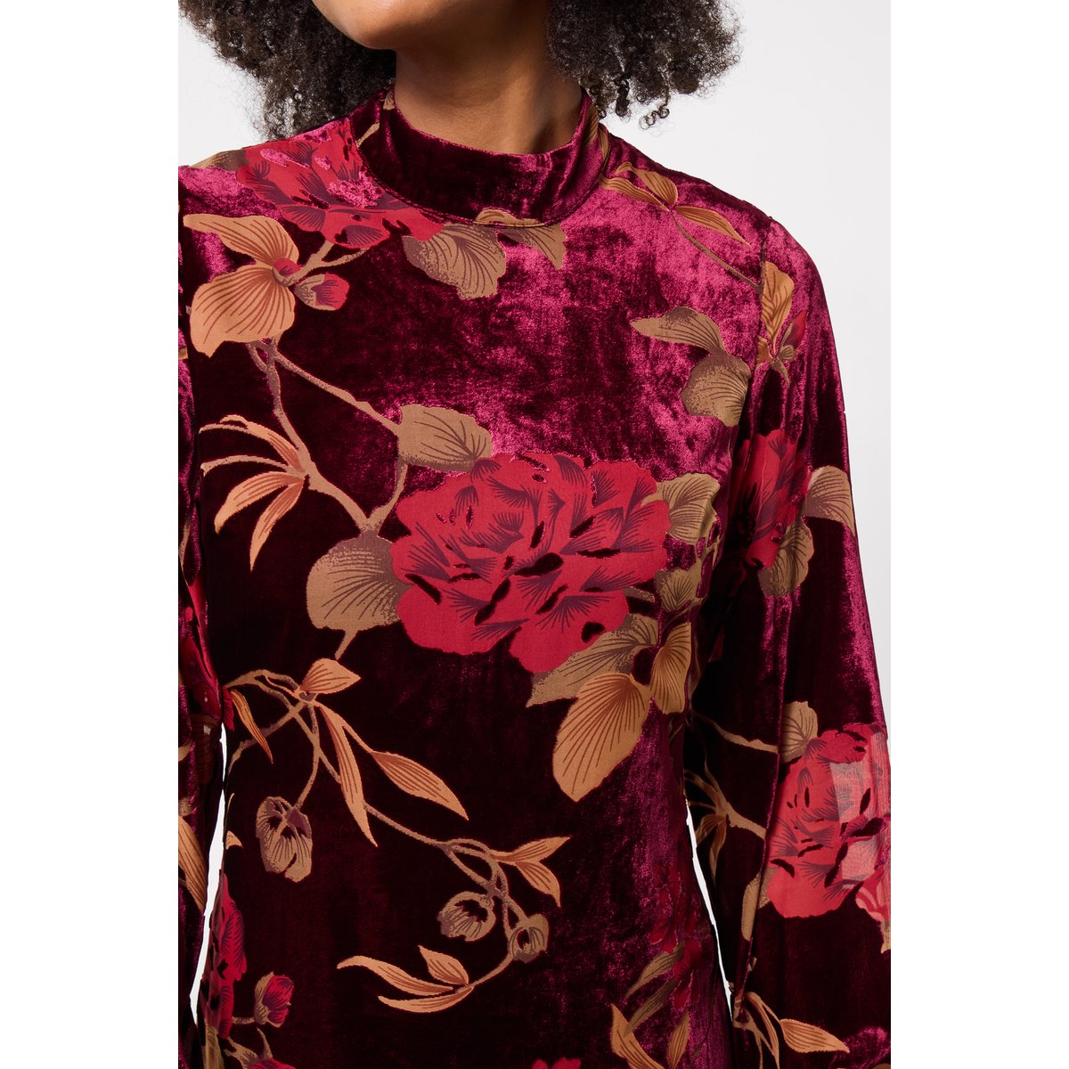 Robe Tunique en Velours Dévoré Sophia rouge, JOE BROWNS