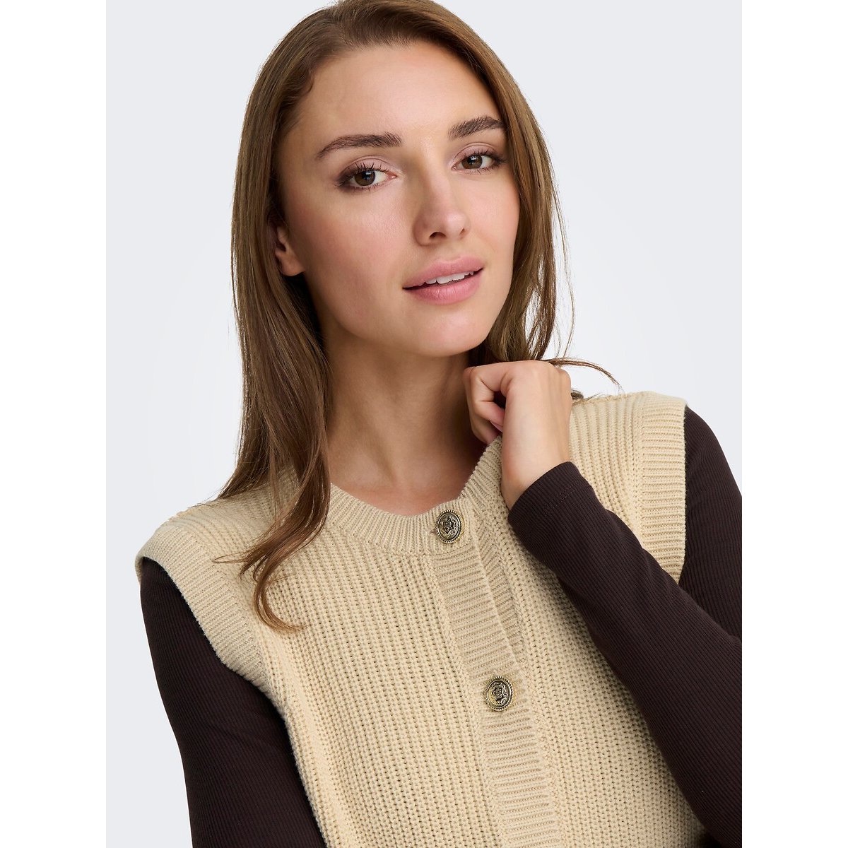 Gilet senza maniche abbottonato ecru , JDY