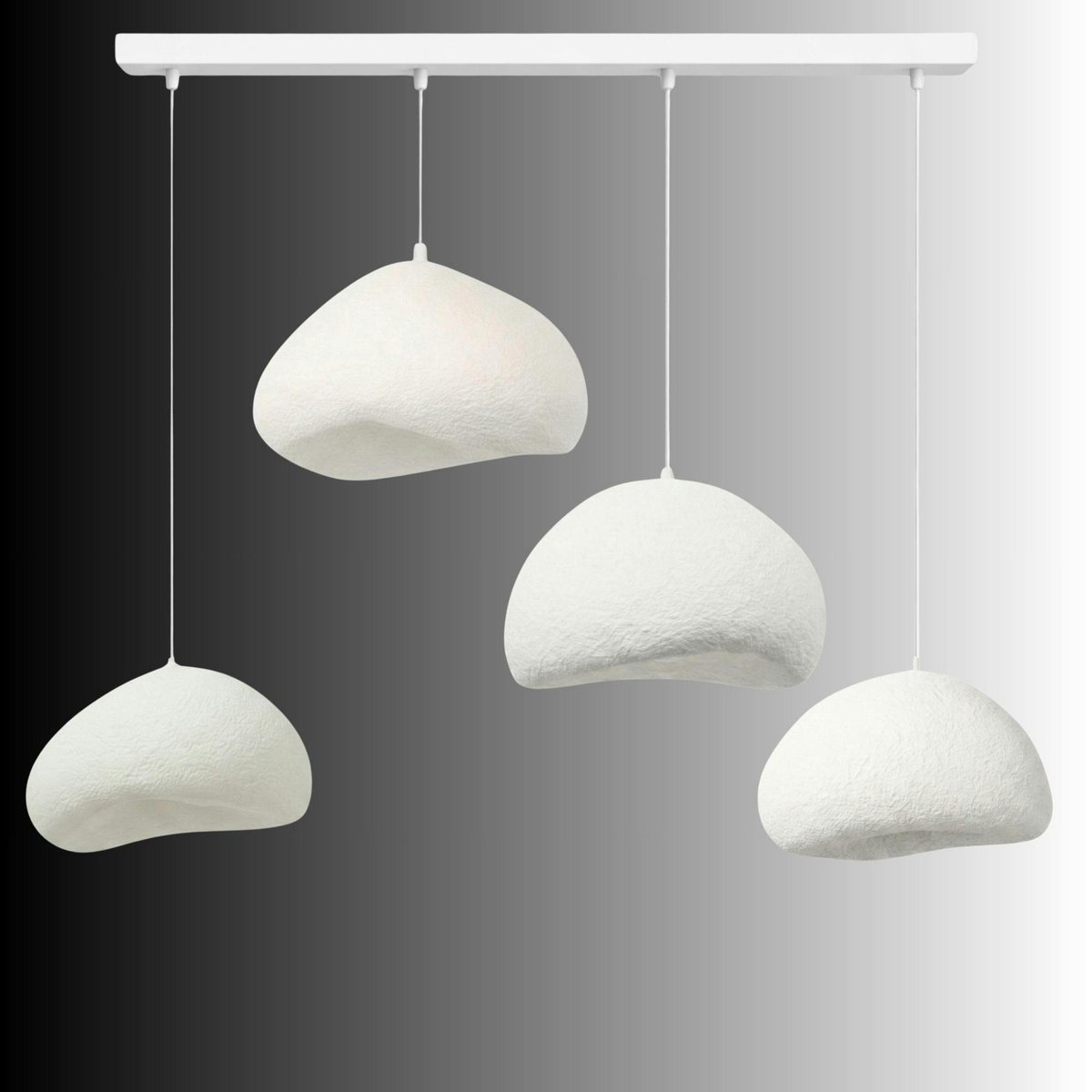 Suspension organique 4 abat-jour NOXIS blanc, PIER IMPORT