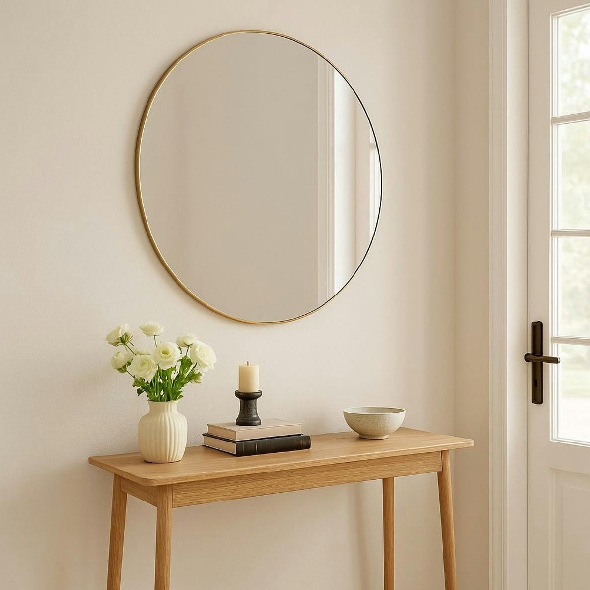 Miroir mural rond D100 cm SEOUL doré, PIER IMPORT