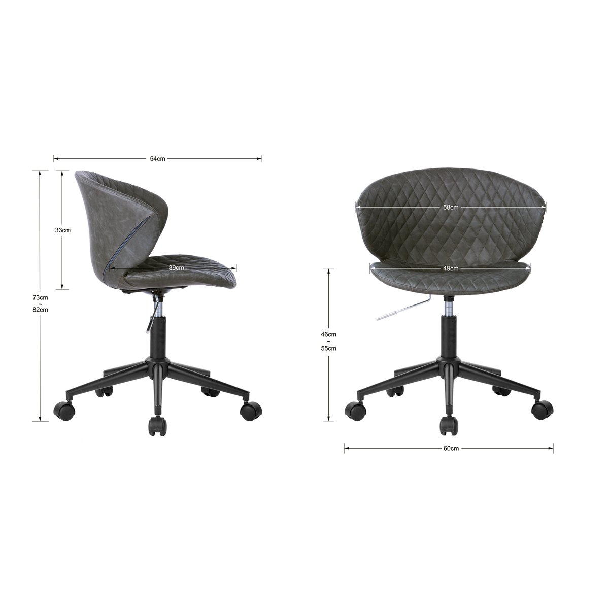 Fauteuil de bureau à roulettes, ZOE gris, HISPANOHOGAR