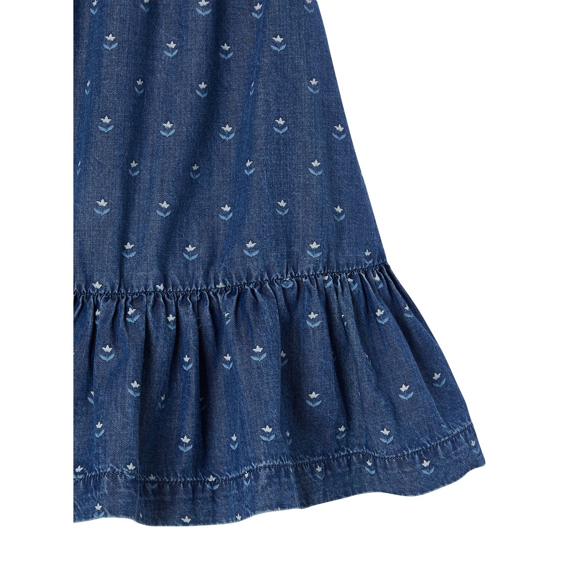 Jupe mi longue à volant en denim léger DENIM FABRIC bleu moyen, VERTBAUDET