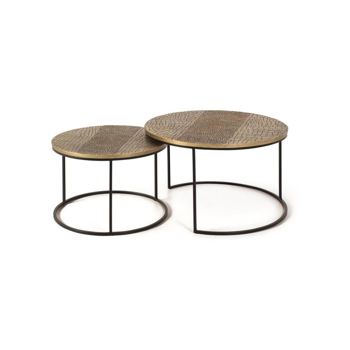 Lot de 2 tables basses or, DECORATION D’AUTREFOIS