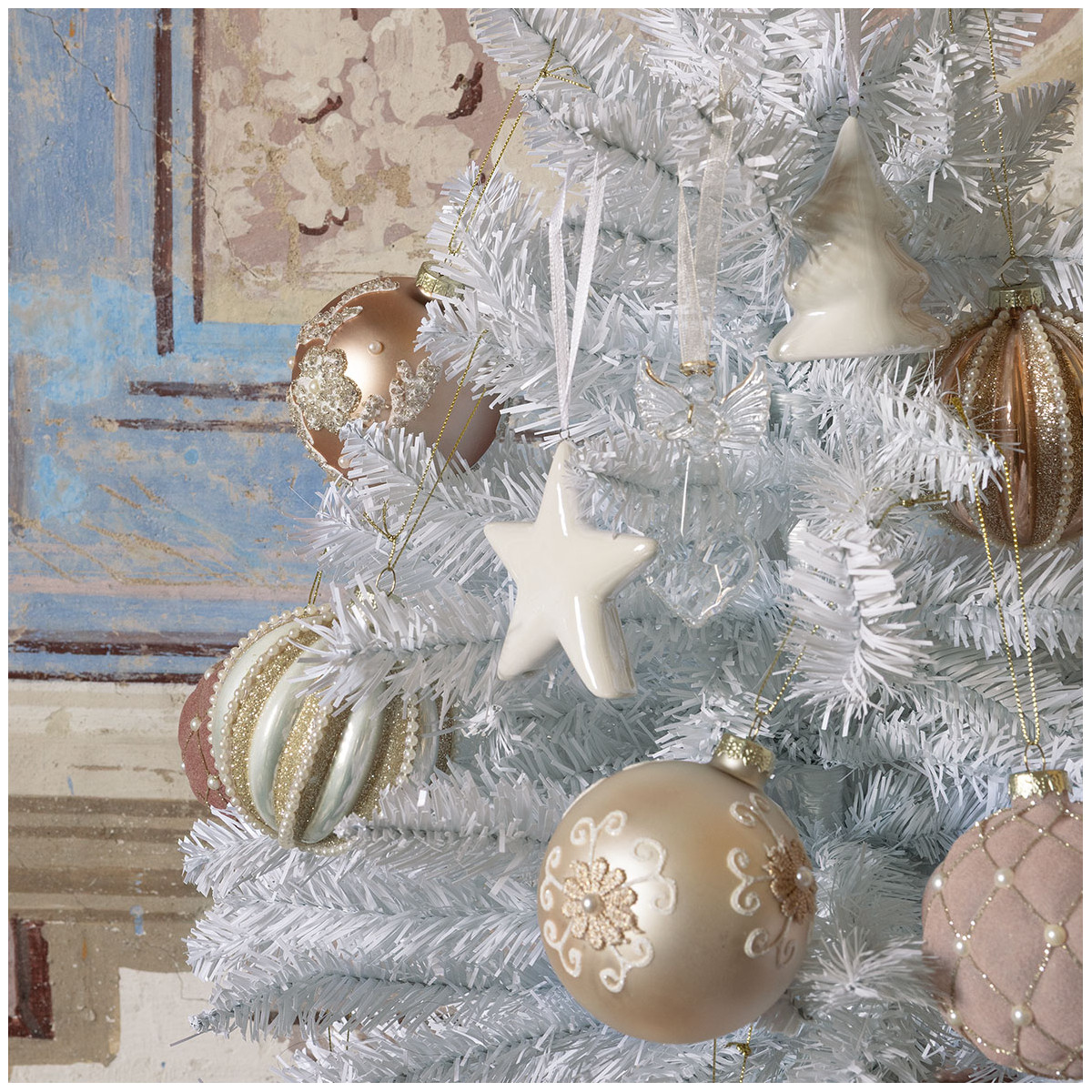 Set de 3 décorations de Noël en céramique blanc, MATHILDE M