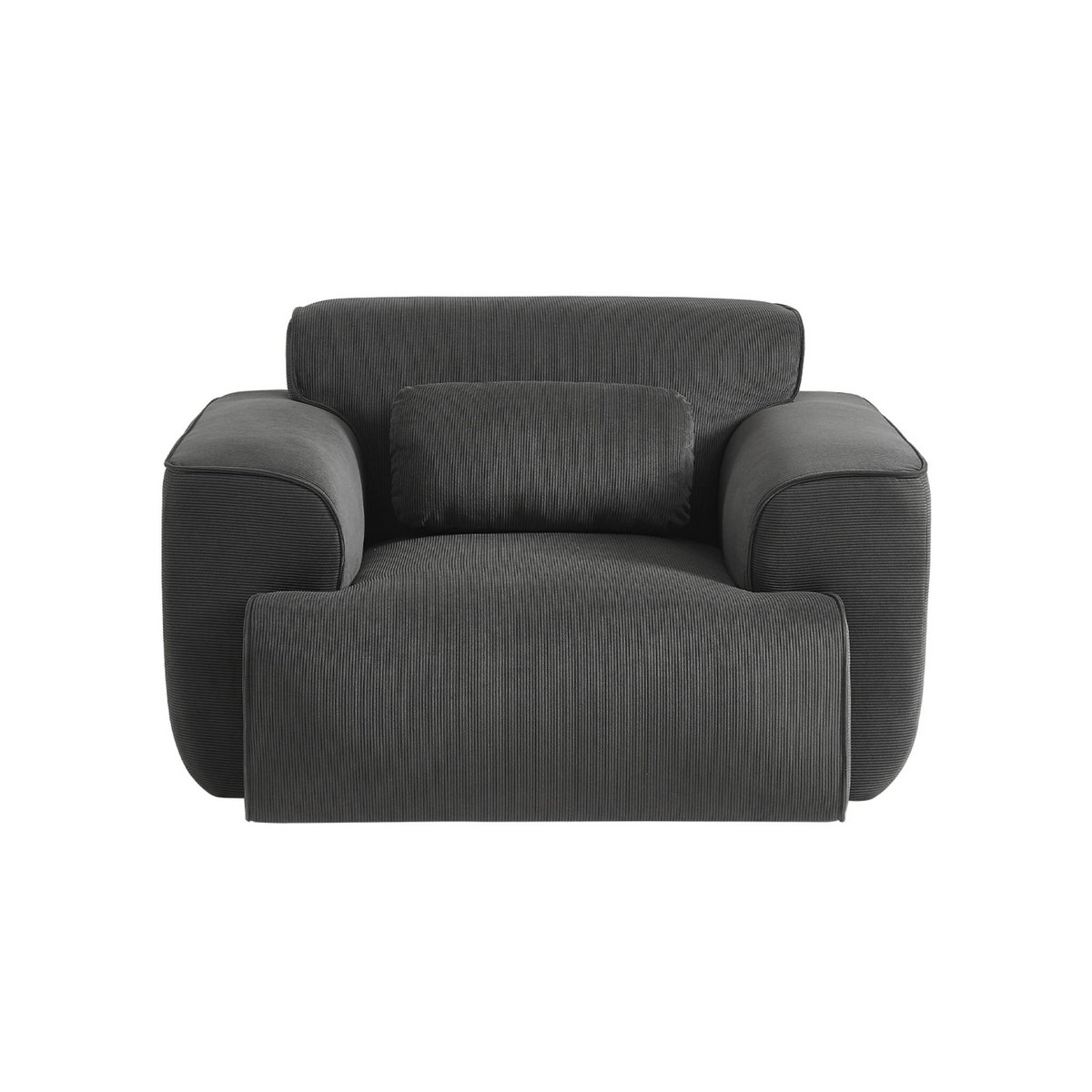 Fauteuil 1 place velours côtelé WALLAS gris foncé, SWEEEK