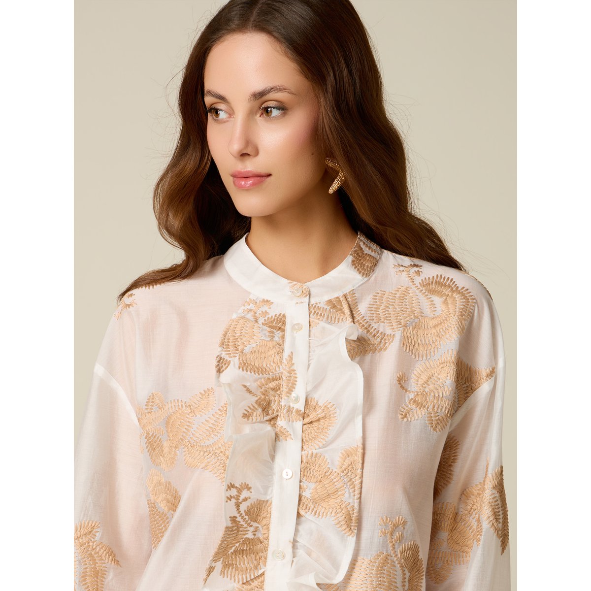 Chemise brodée blanc, OLTRE