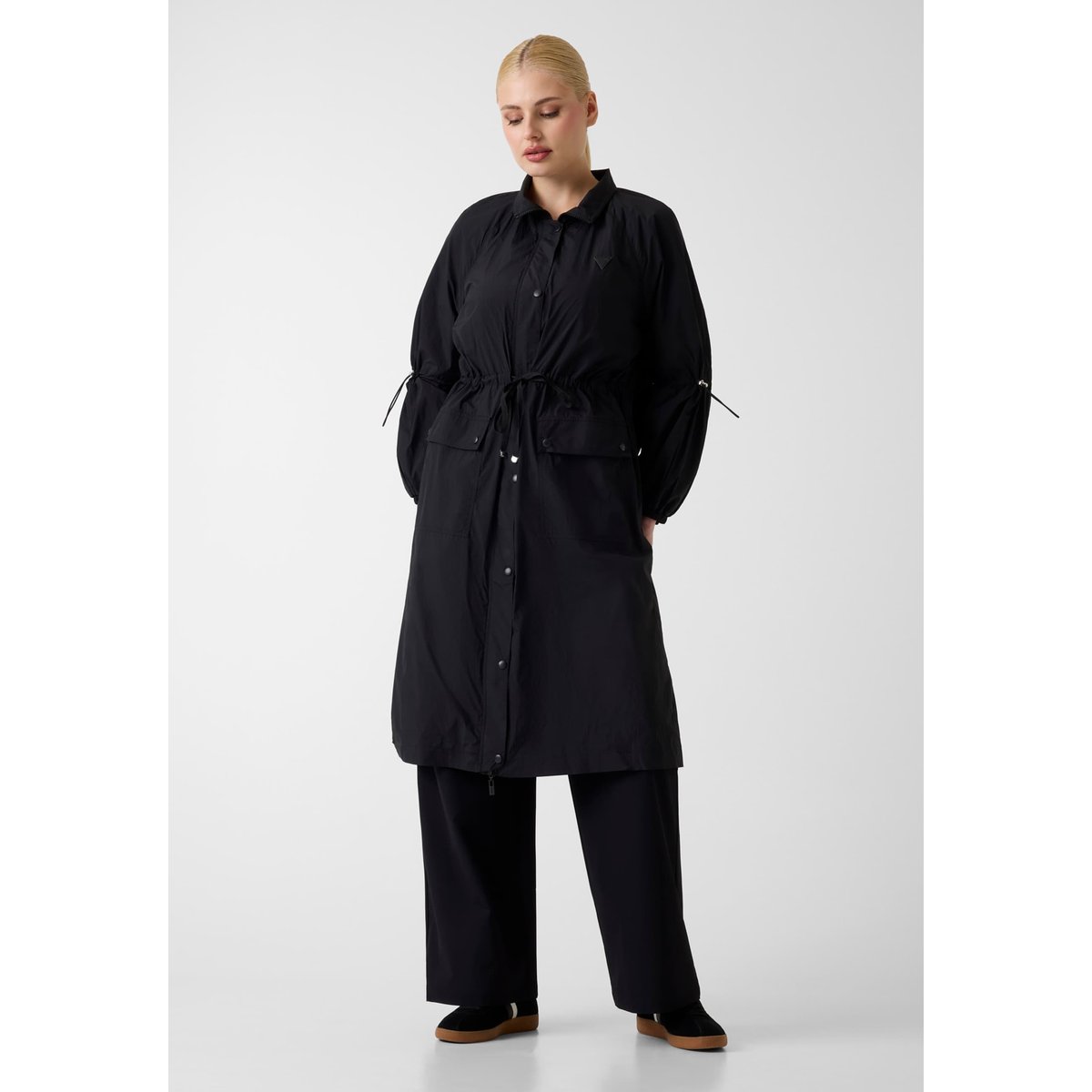 Trench Maxi En Nylon noir, GUESS