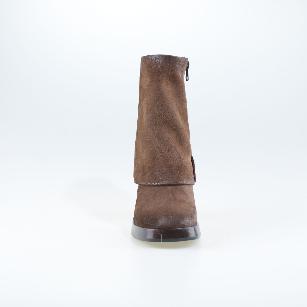 Bottines en cuir bi-matière, avec guêtre acajou, MJUS