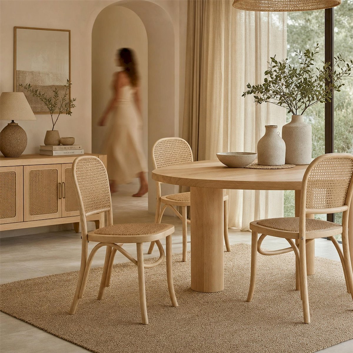 Chaise bois et cannage style bohème naturel, RECOLLECTION