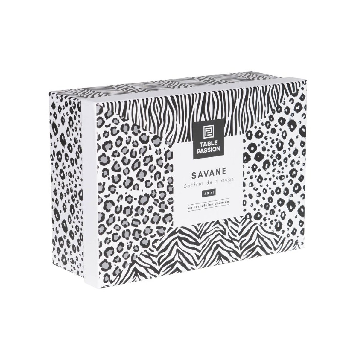 Coffret de 4 mugs Savane 40 cl - SAVANE noir, TABLE PASSION