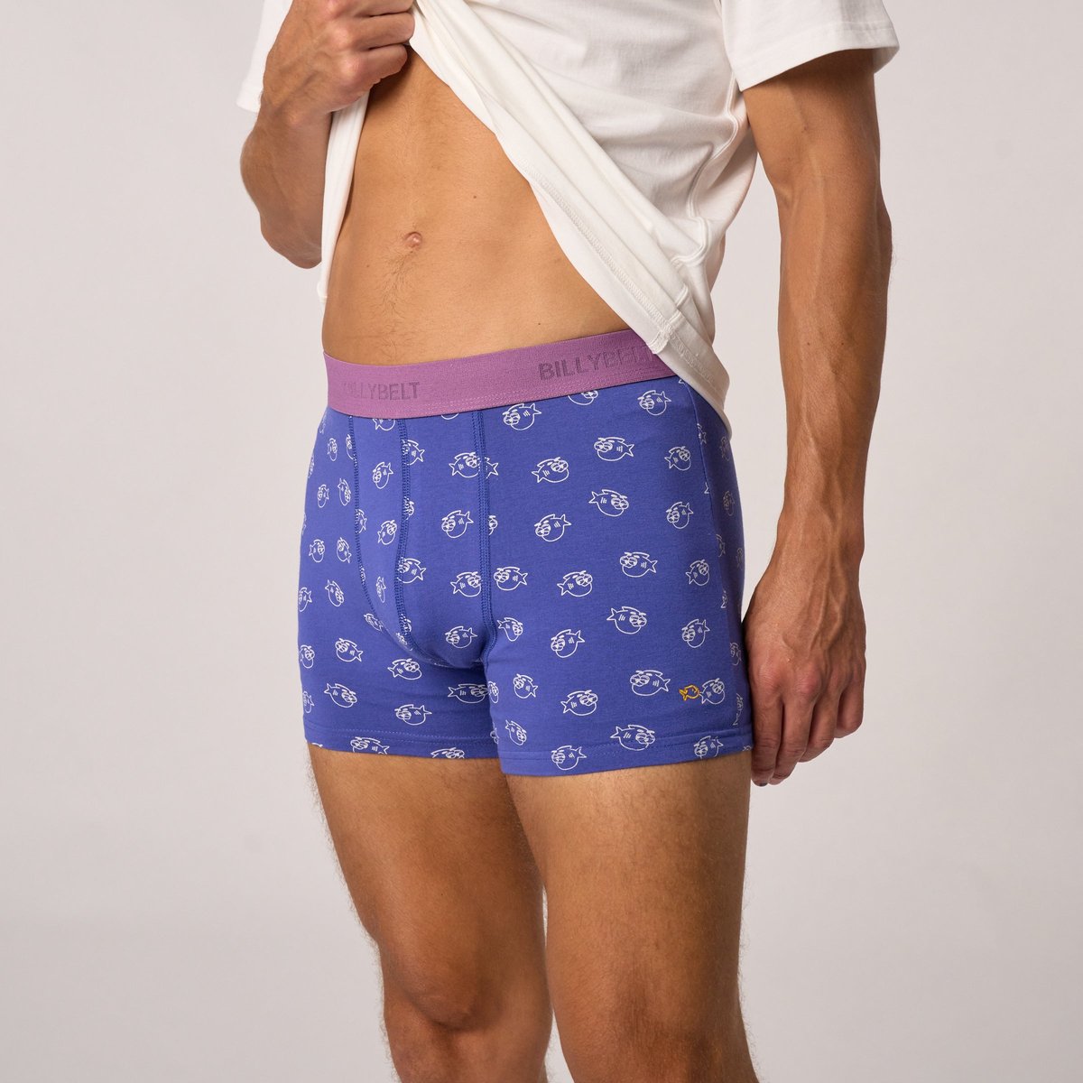 Boxer en coton biologique FANTAISIE bleu, BILLYBELT