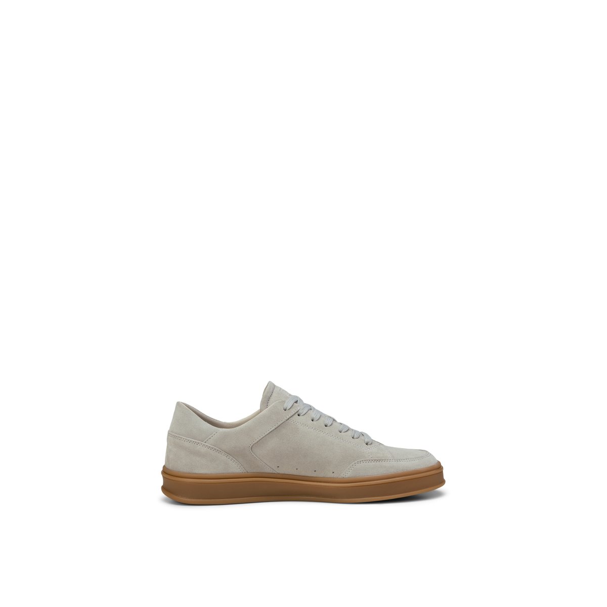 Baskets Modèle Enrique en cuir de vachette velours noble gris clair, MARC O'POLO