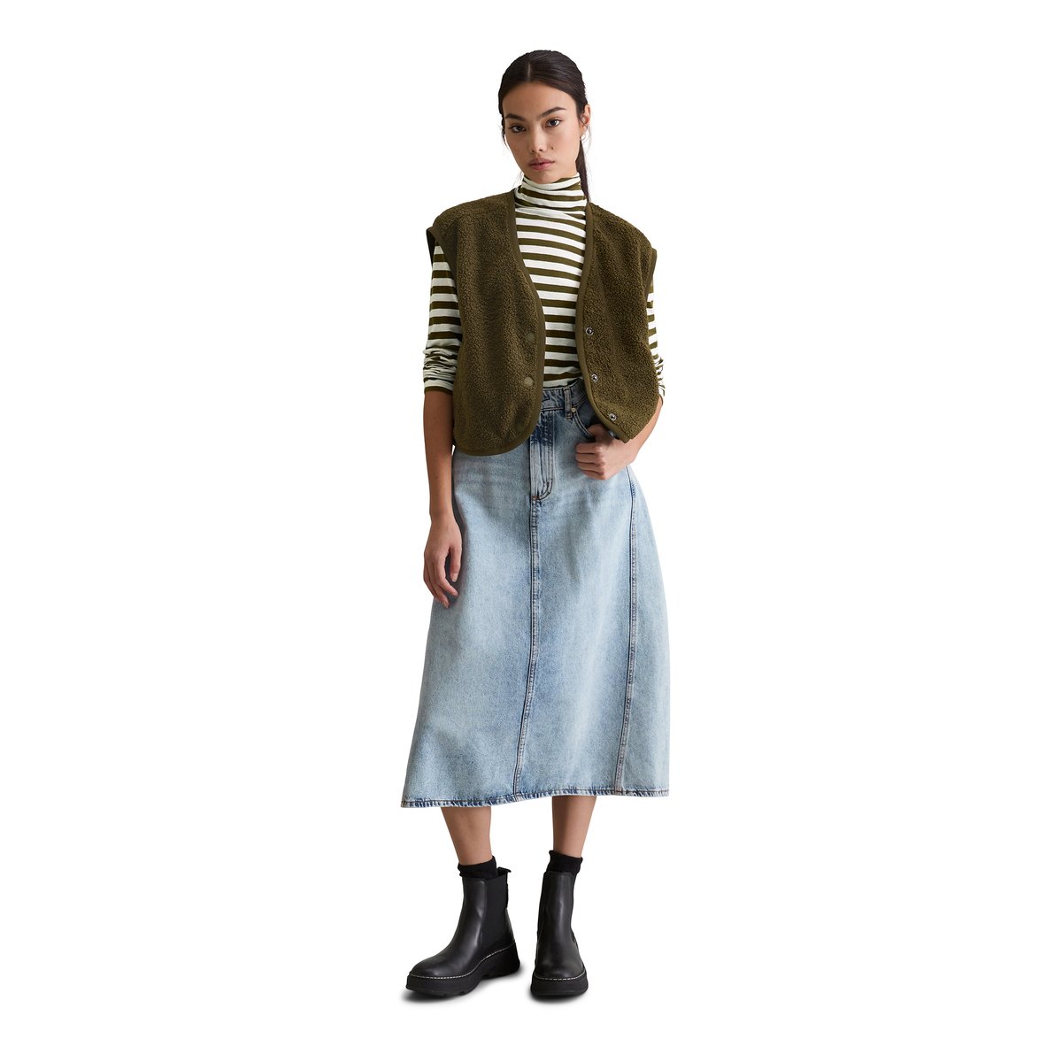 Sweat-shirt bouclé relaxed en polyester recyclé brun foncé, MARC O’POLO DENIM