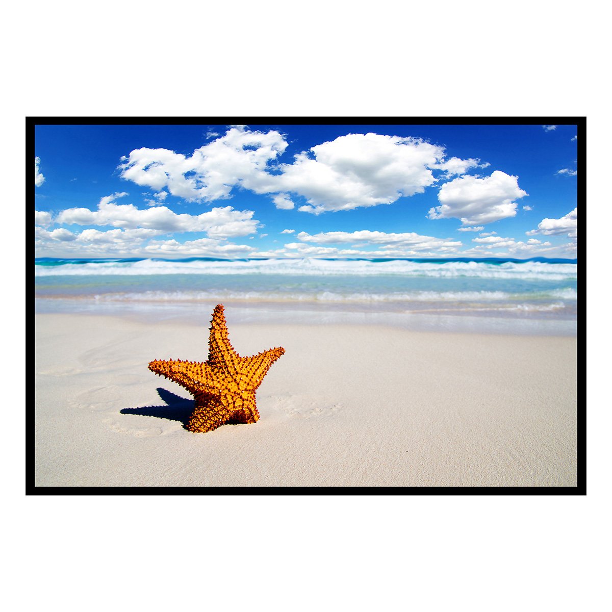 Affiche encadrée étoile de mer sur plage affiche + cadre en métal - noir, HEXOA
