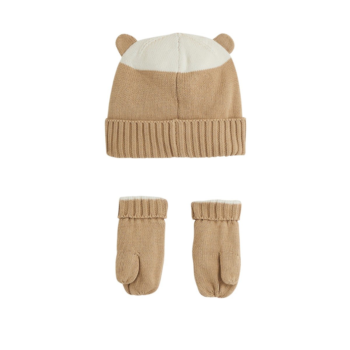 Bonnet bébé et moufles en tricot Moka marron, PETIT BEGUIN