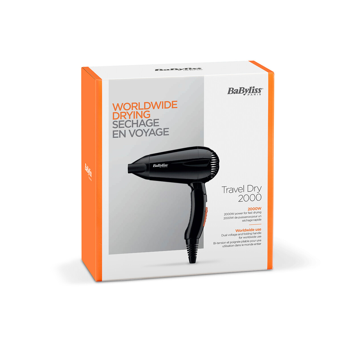 Sèche-Cheveux Travel Dry 2000 W noir, BABYLISS