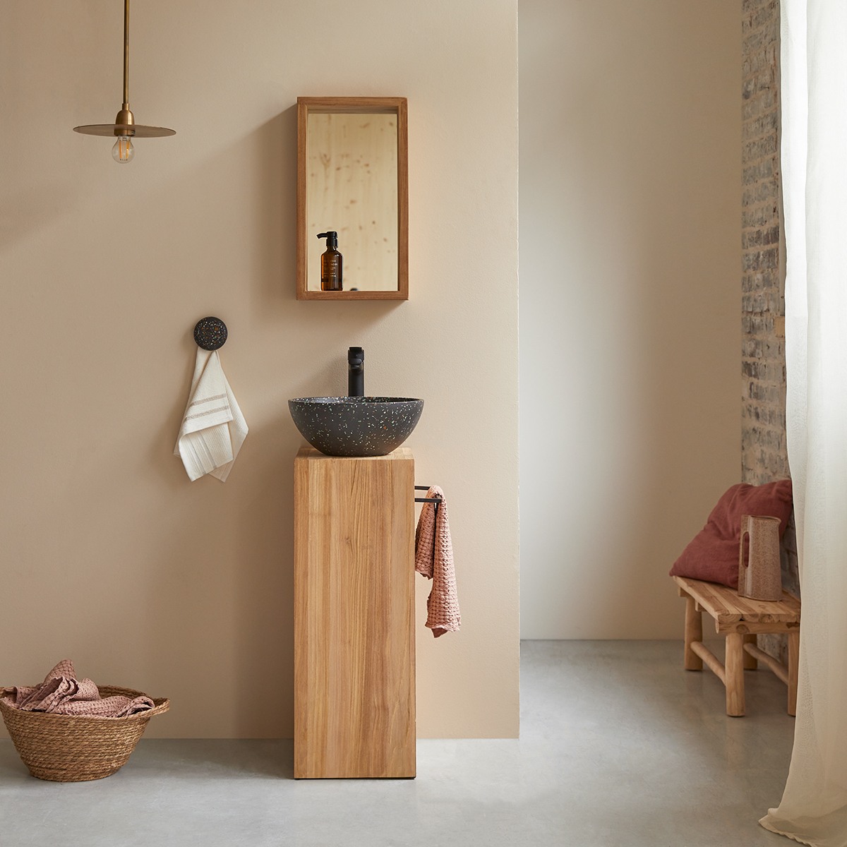 Meuble Salle De Bain en Teck massif, STELLE naturel, TIKAMOON