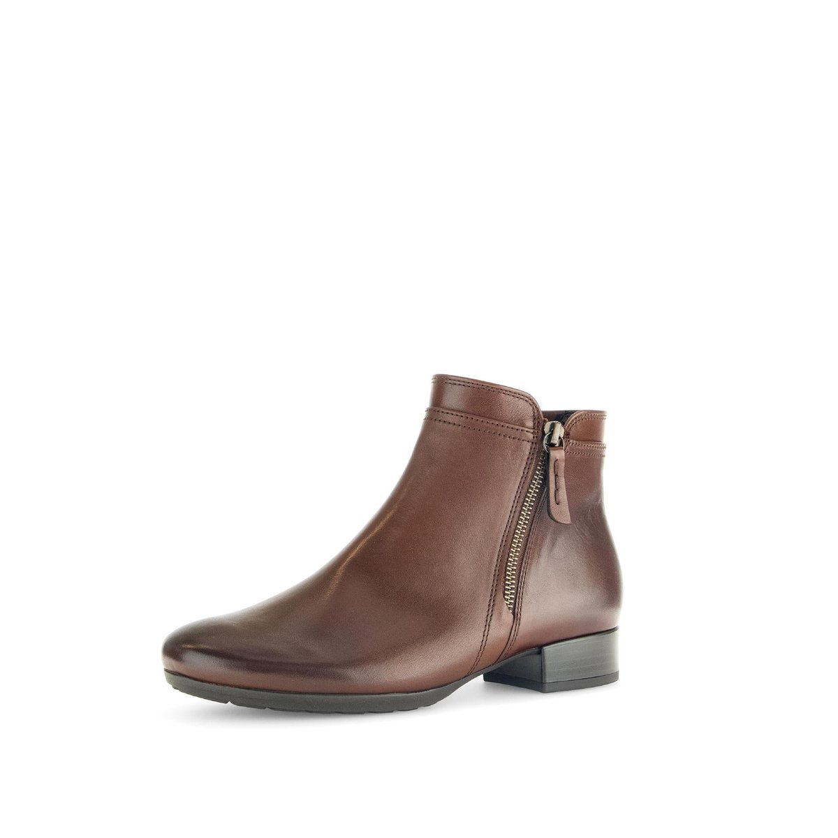 Bottines en cuir lisse à talon décroché marron, GABOR