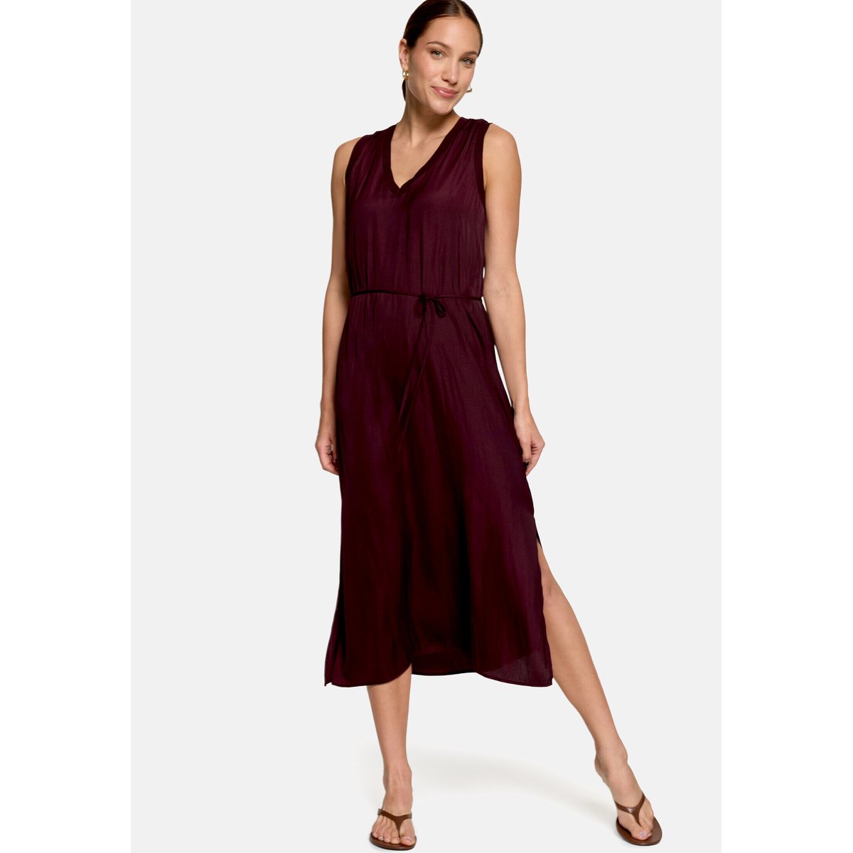 Robe droite à bordures côtelées dark aubergine, ZERO