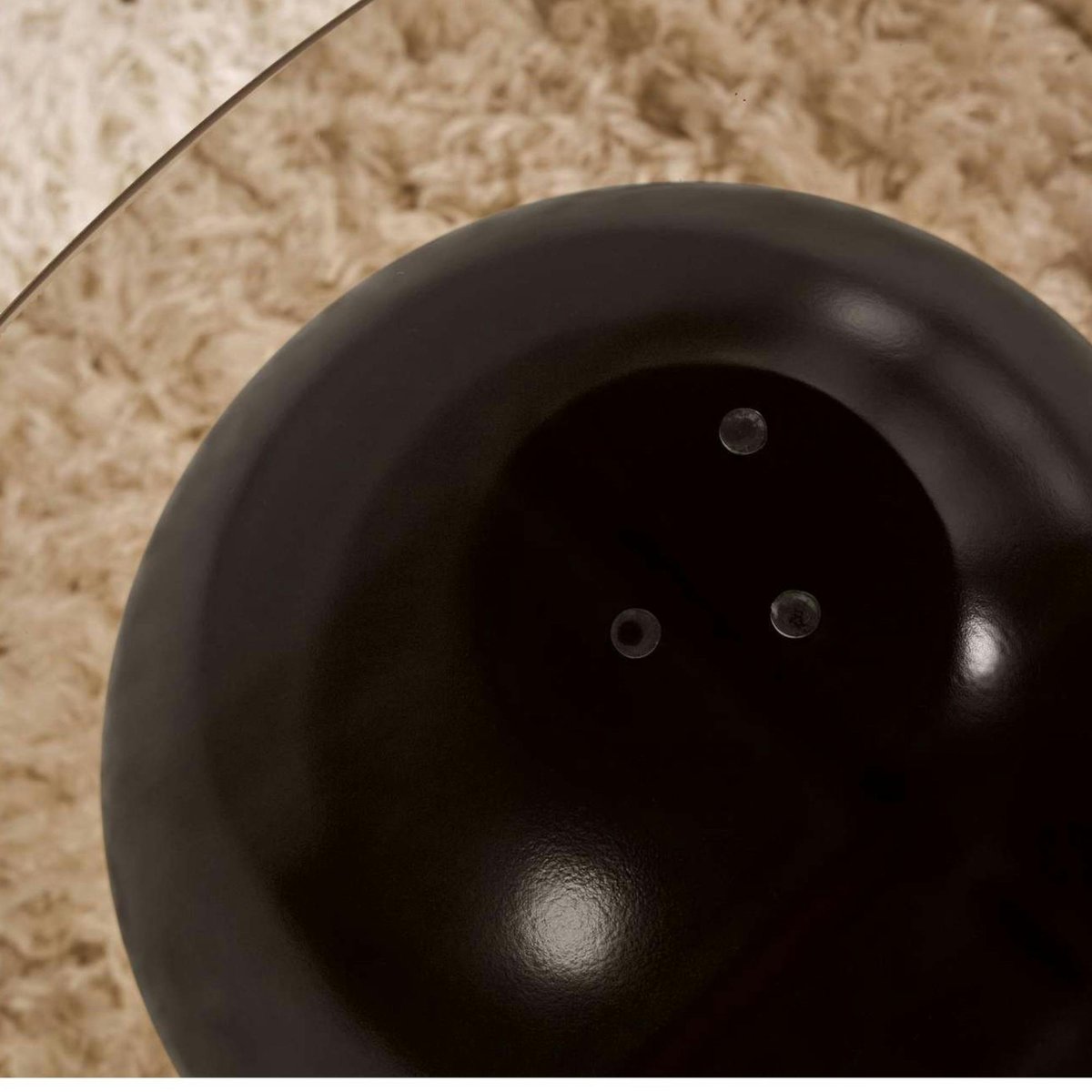 Table basse ronde en verre pieds boules KOCHI verre ambré - pieds noirs, PIER IMPORT