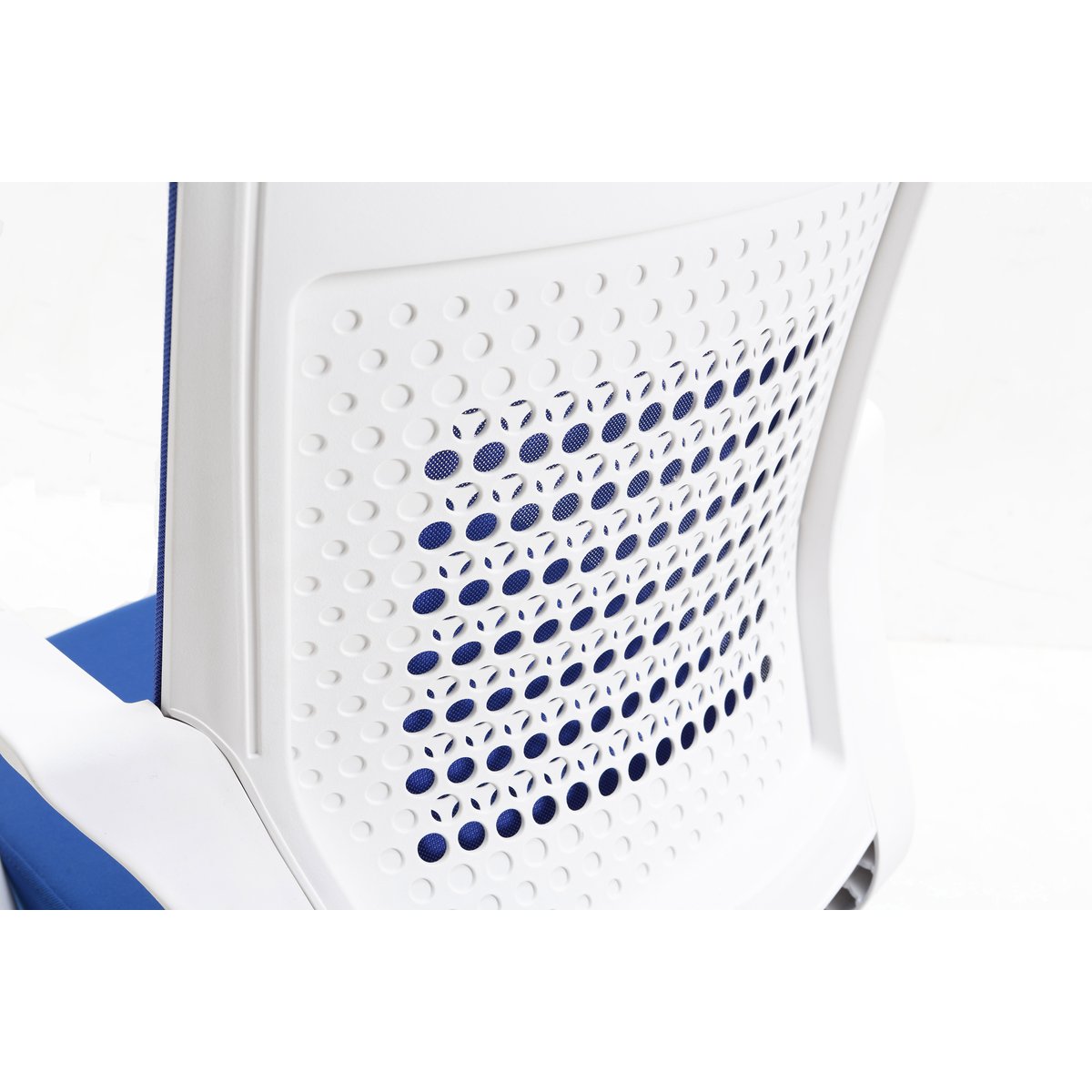 Fauteuil de bureau à roulettes en tissu, LUCA bleu-blanc, HISPANOHOGAR