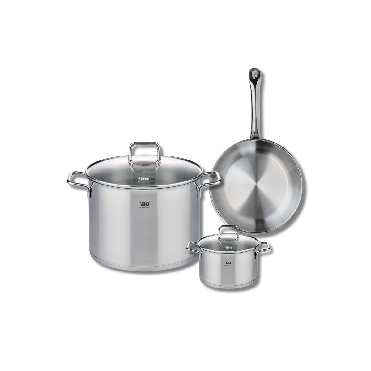 Batterie 1 poêle 24cm + 2 faitouts 14/26cm PROFI CITRIN gris, ELO
