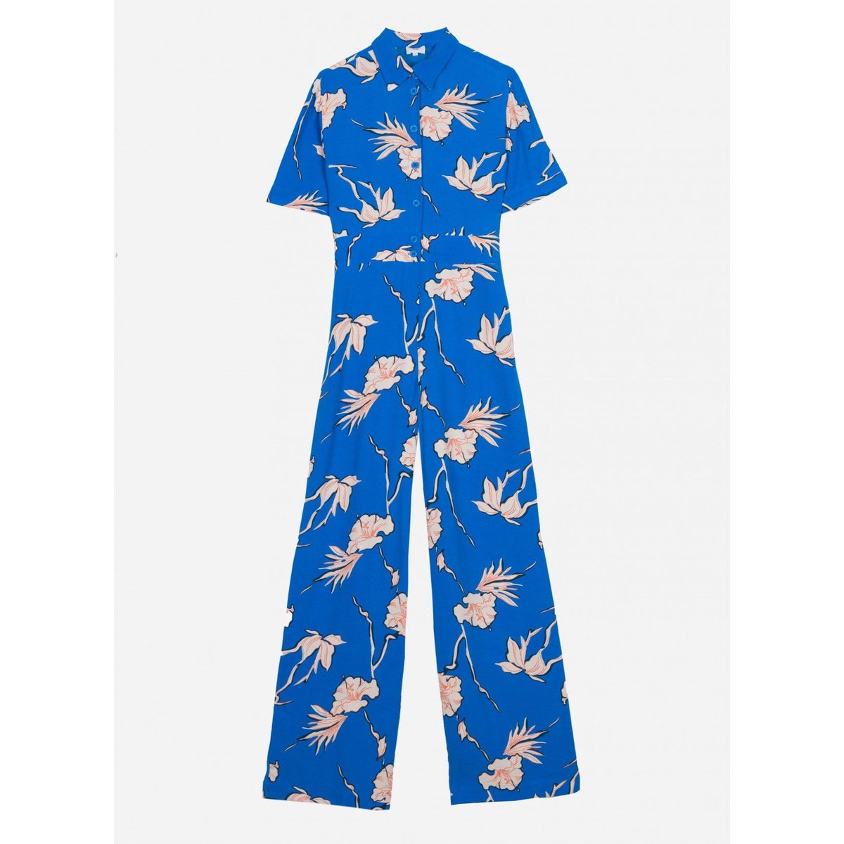 Combinaison imprimée et boutonnée MINDINA bleu cobalt floral, AN'GE