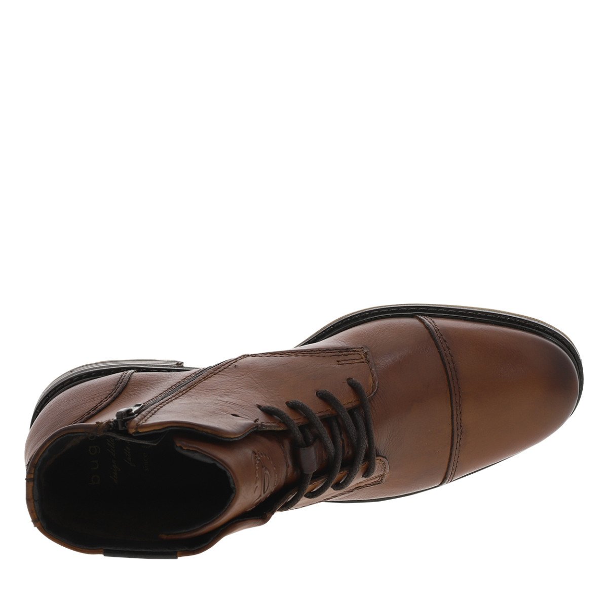 Bottines cuir talon plat marron, BUGATTI