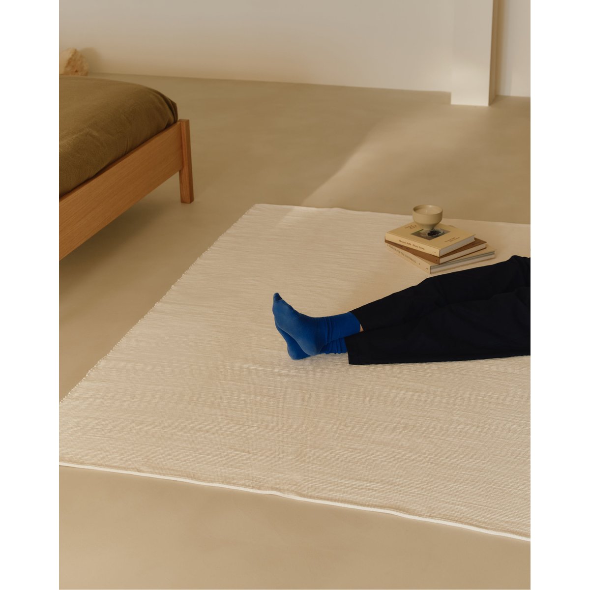 Tapis en tissus naturels blanc 50x70 cm blanc, HANNUN