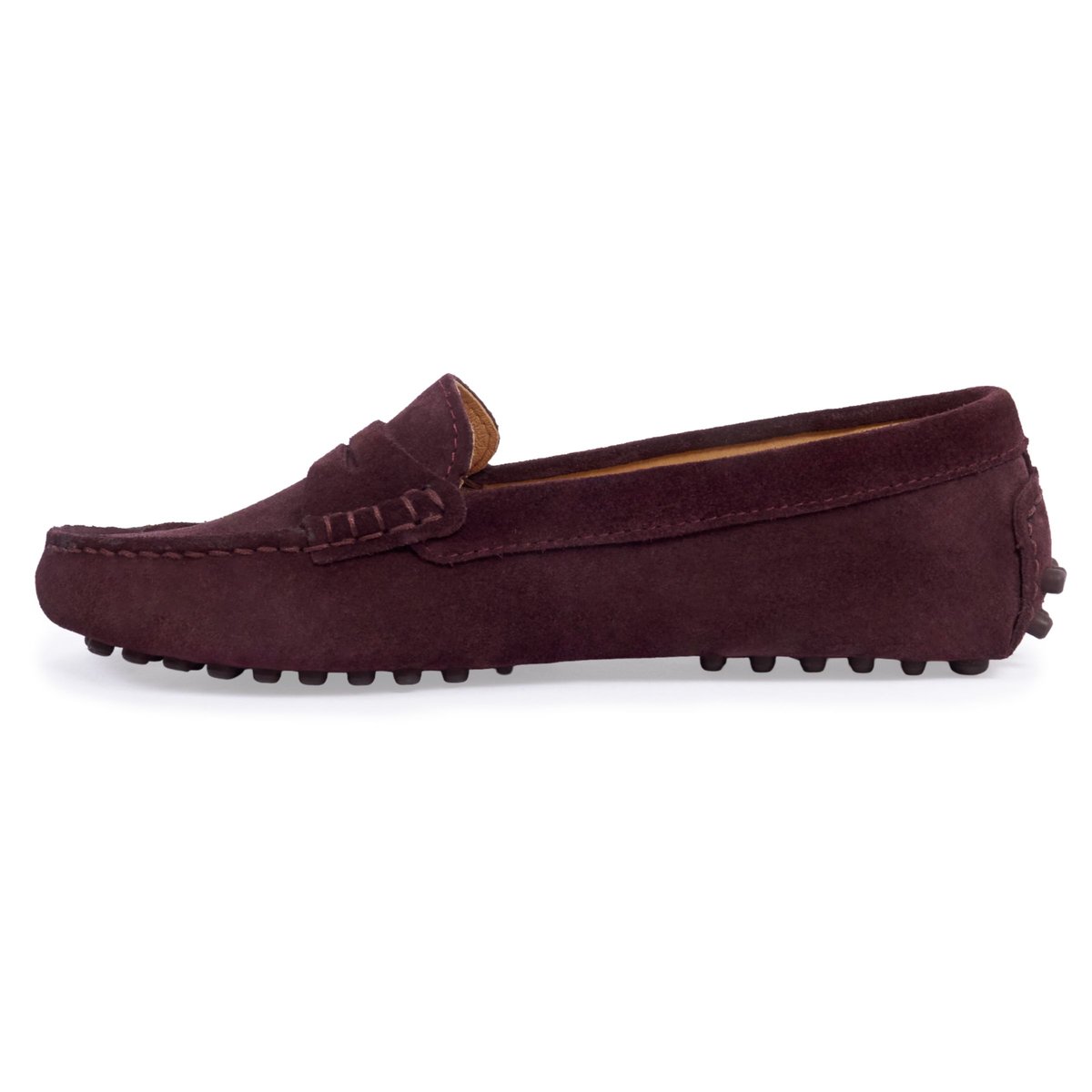 Mocassins femme cuir daim bordeaux, JULES & JENN