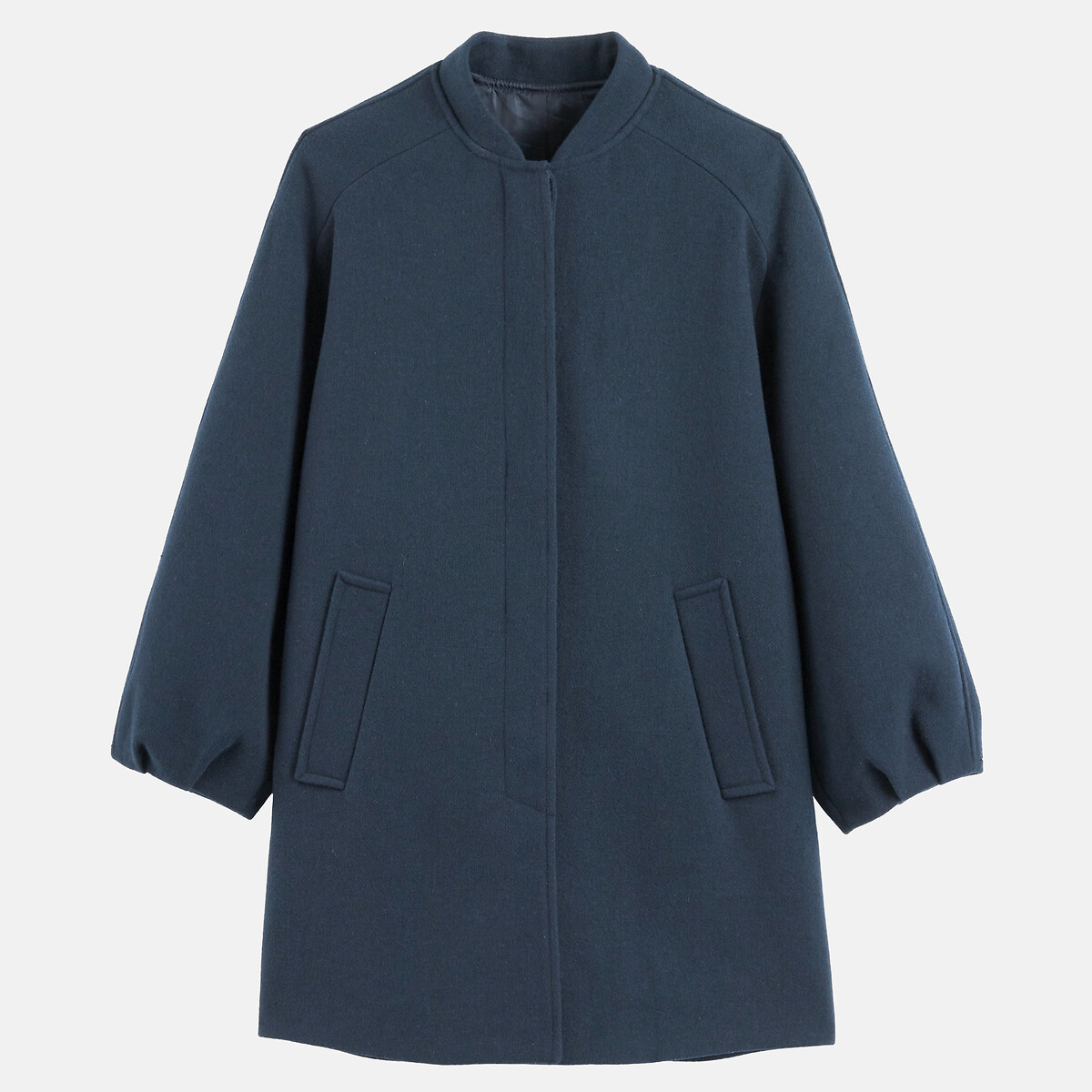 Manteau col teddy, à manches ballon bleu marine, LA REDOUTE COLLECTIONS