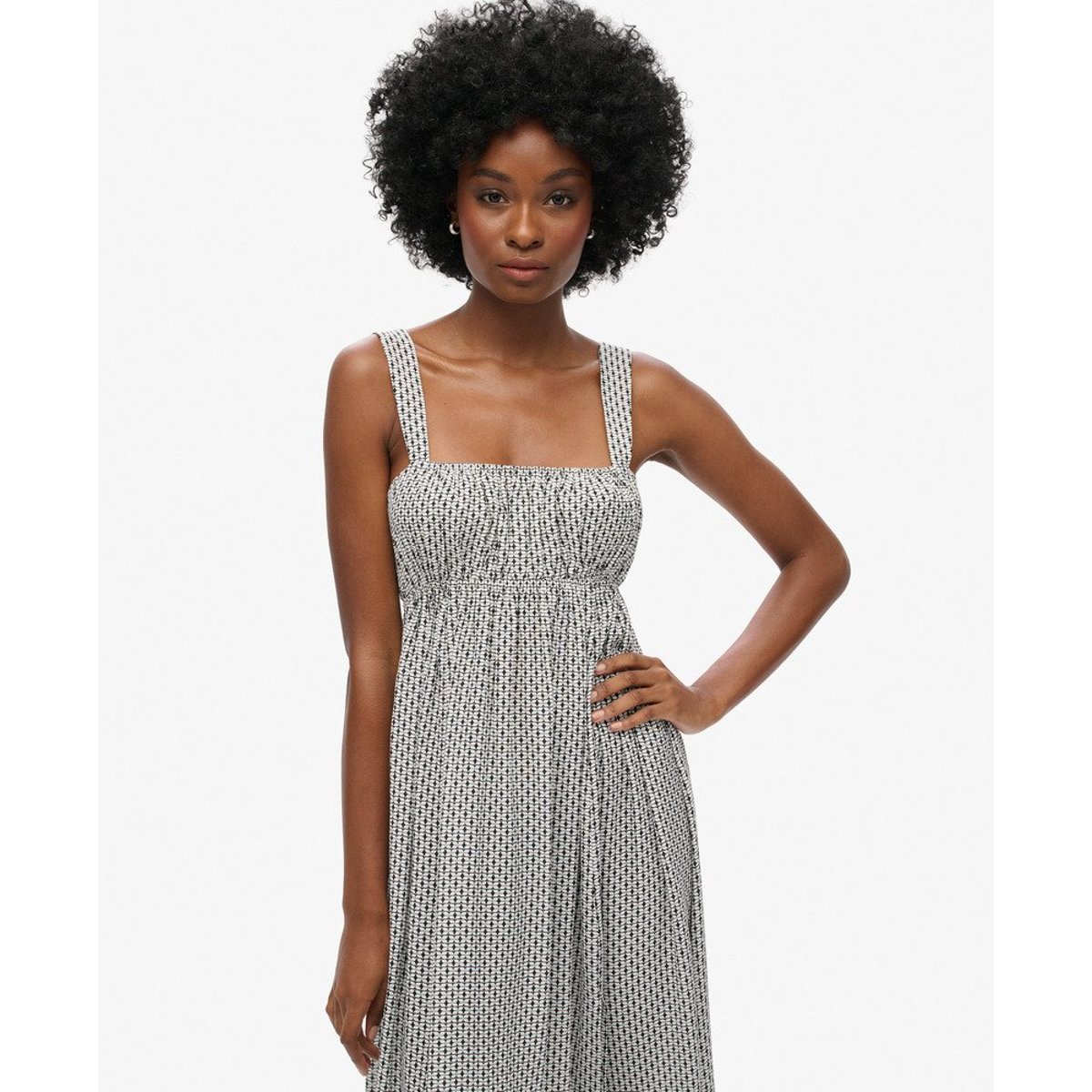 Robe longue, à nouer dans le dos motif croix monochrome, SUPERDRY