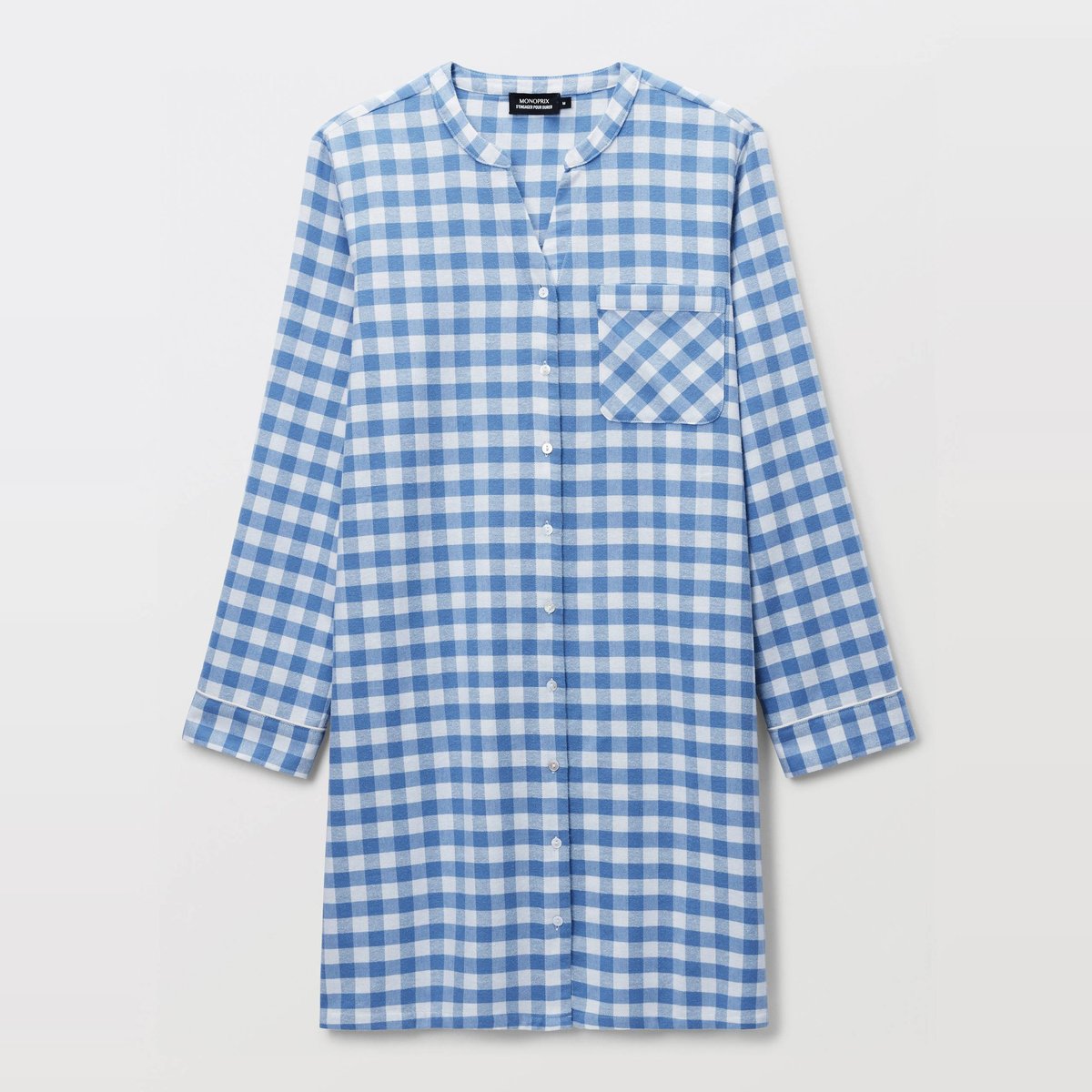 Chemise de nuit vichy en coton gratté finistere, MONOPRIX