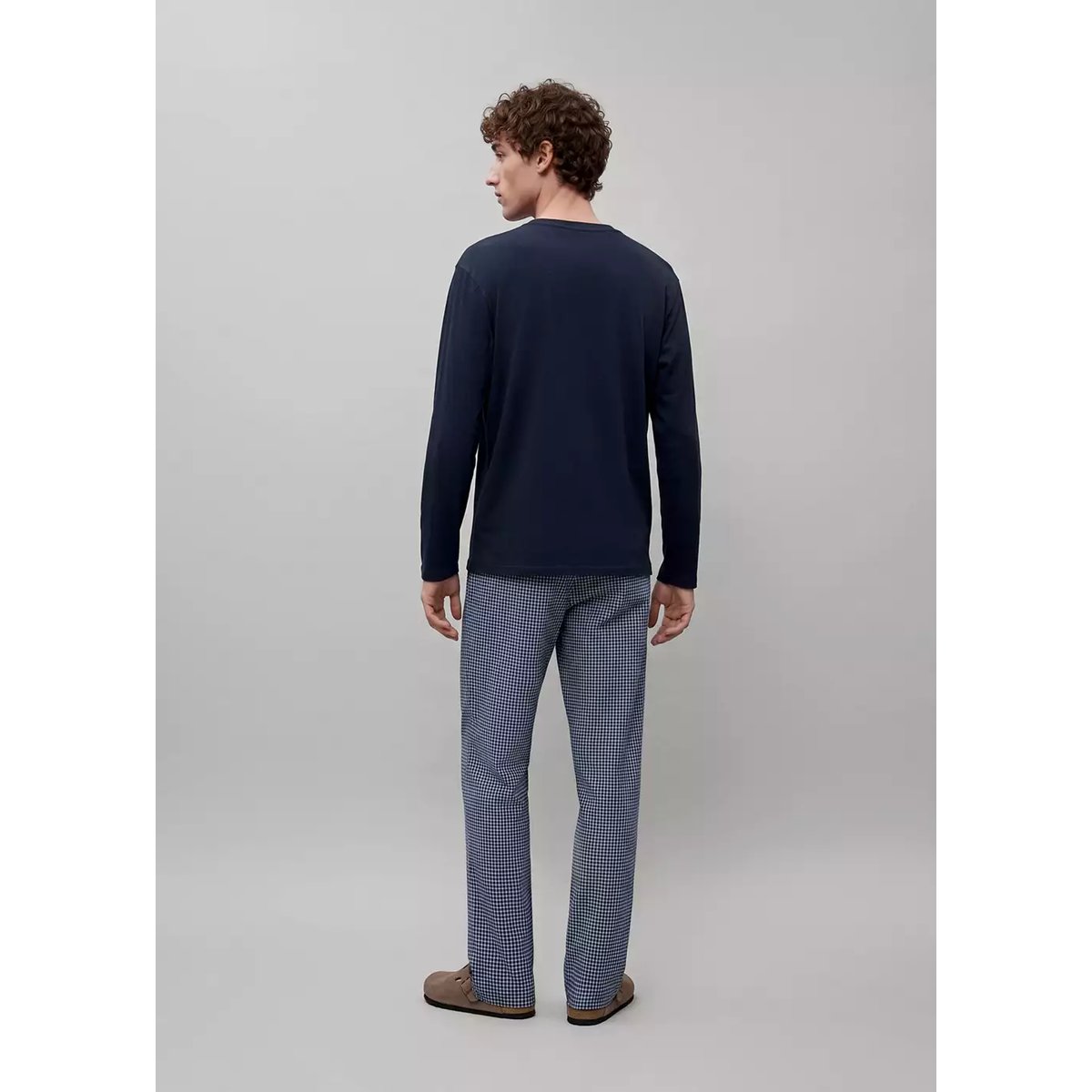 Pyjama complet coton carreaux bleu marine, MANGO TEEN