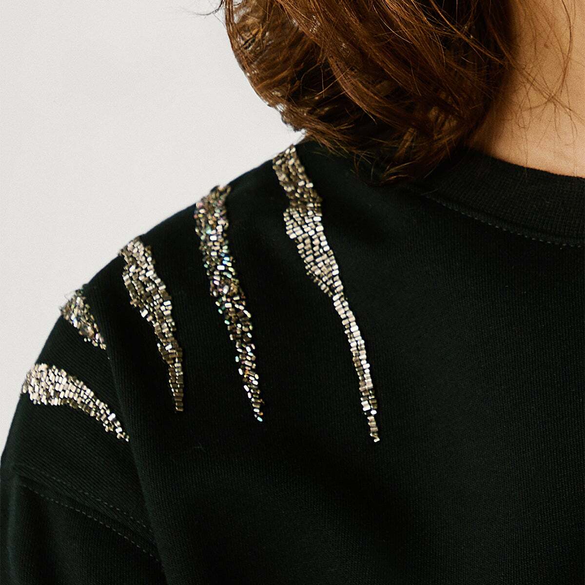 Sweat-Shirt À Col Rond Avec Détails En Strass noir, PEPE JEANS