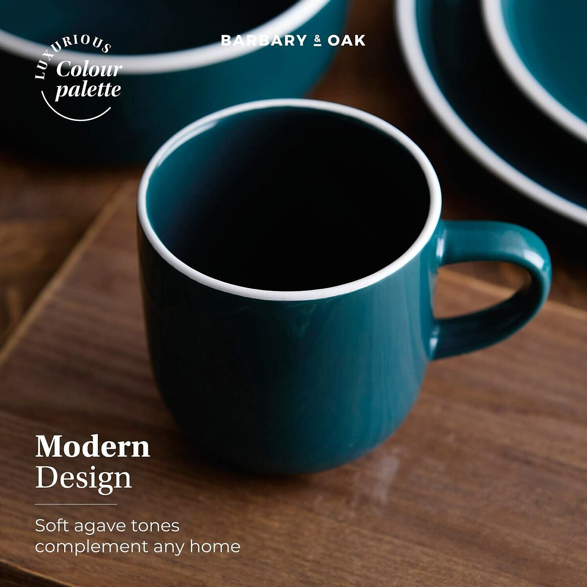 16-Piece Nattura Dinner Set teal, BARBARY & OAK