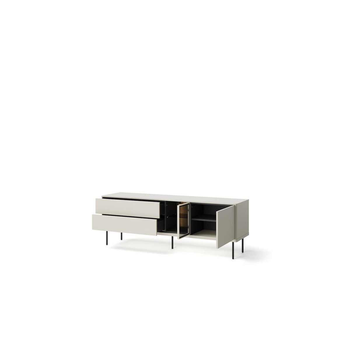 Meuble TV 161 cm panneaux de particules, ESPERA cachemire mat, BOBOCHIC