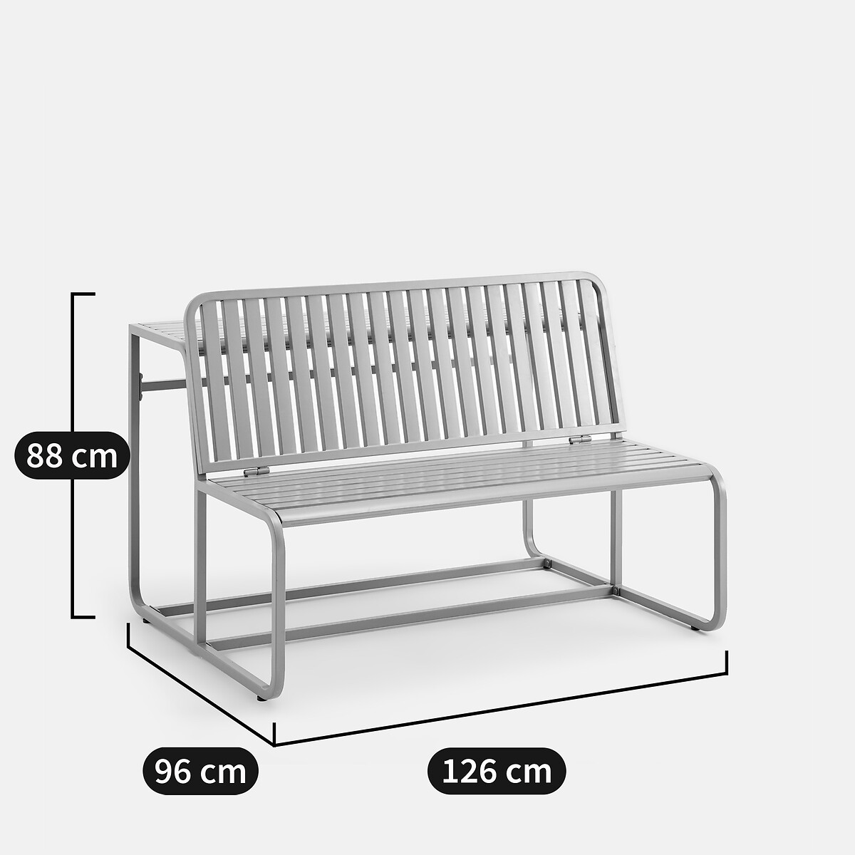 Talia Steel Garden Table Bench sage green, LA REDOUTE INTERIEURS