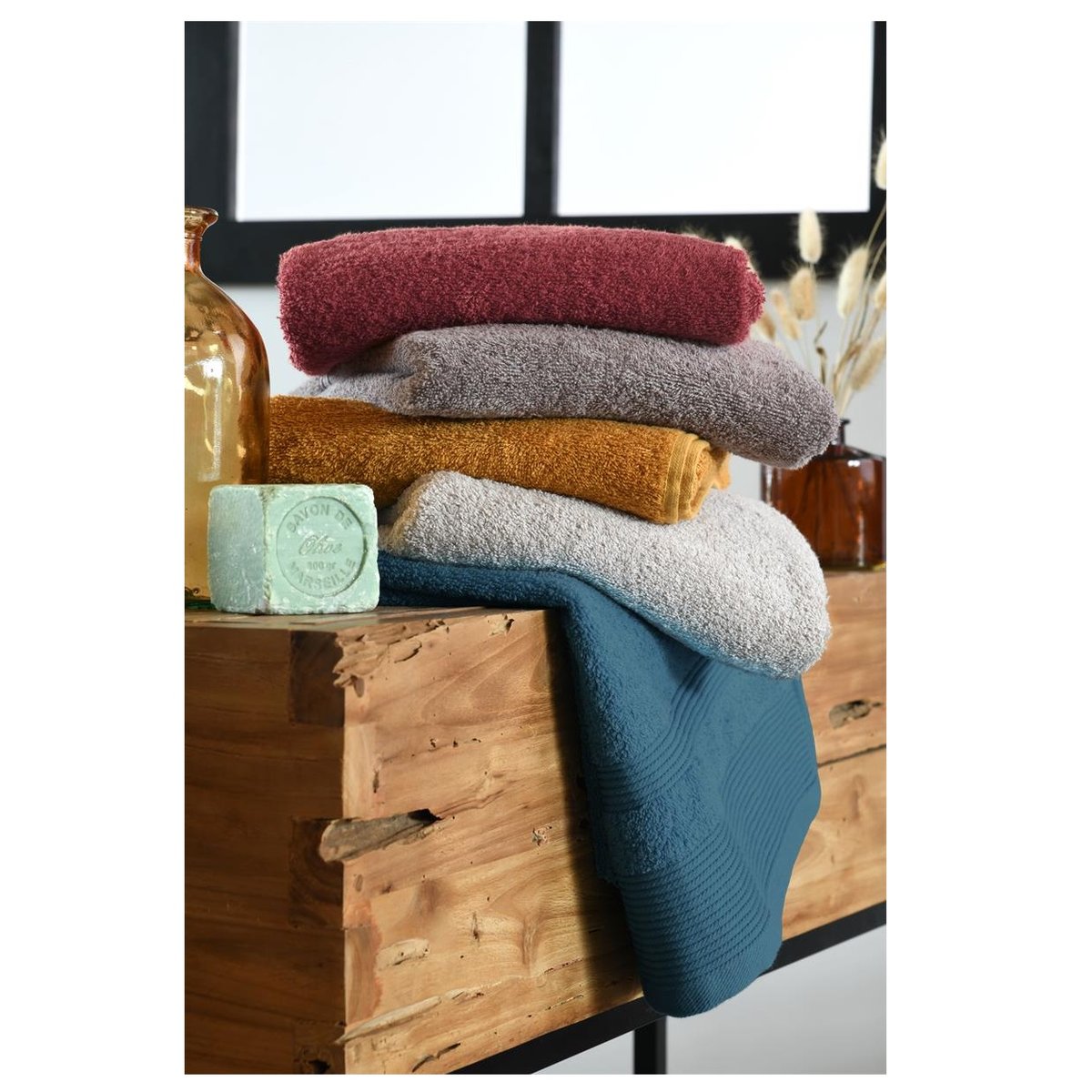 Serviette de toilette en coton Lilas anthracite, EDEN