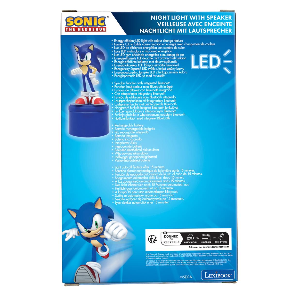 Enceinte Bluetooth veilleuse Sonic bleu, LEXIBOOK